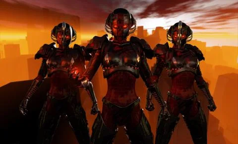 Advanced cyborg soldier Illustrazione stock