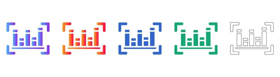 Advanced Data Bar Graph Icon Collection Stock Illustration