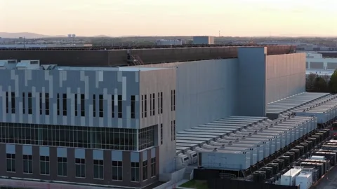 Advanced data center in Ashburn, Virginia with cooling systems and server Stock Footage 333717785
