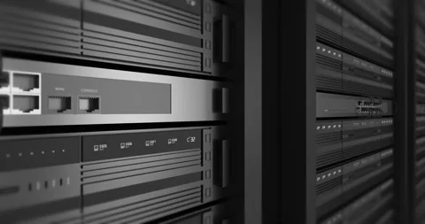Advanced data center servers running in technology facility. Stock Footage 329482389