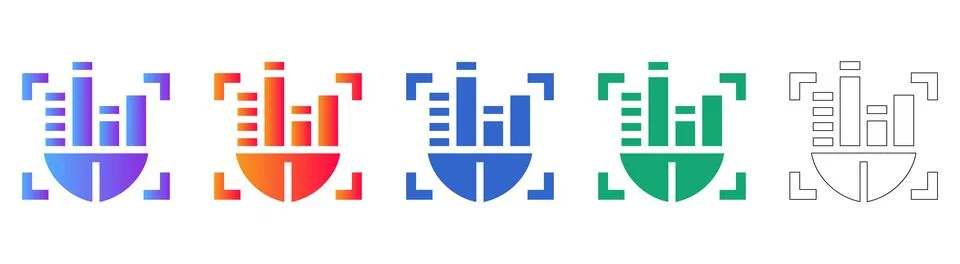 Advanced Data Insight Bar Chart Icons Stock Illustration