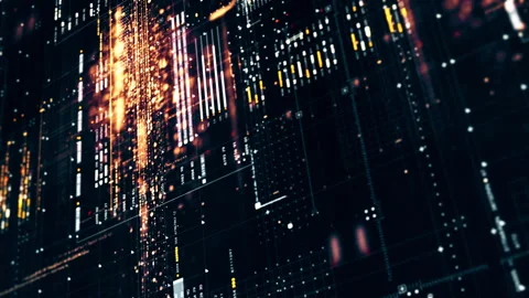Advanced Data Matrix Simulation Vertical Background Video stock 251420731