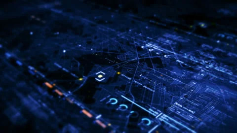 Advanced Data Matrix Web3 Simulation Head Up Display Background Stock Footage 239221130