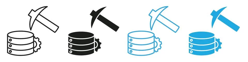 Advanced Data Processing and Database Management Vector Icons Ideal for Tec.. Stock Illustration