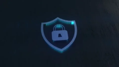 Advanced Data Protection: Rotating Security Graphics. Cyber Security Animation Stock Footage 265163915