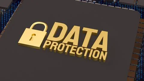 Advanced Data Protection Technology on Secure Computer Chip 3d render.. 스톡 일러스트