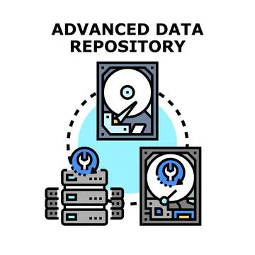 Advanced data repository managing information backup system Stock Illustration
