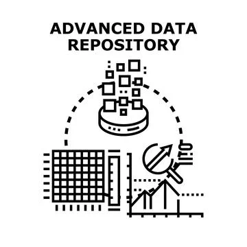 Advanced data repository processing information analyzing storage Stock Illustration