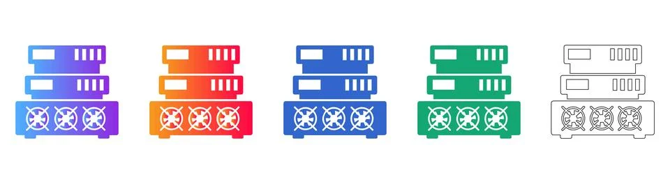 Advanced Data Server and Cooling System Icons 스톡 일러스트