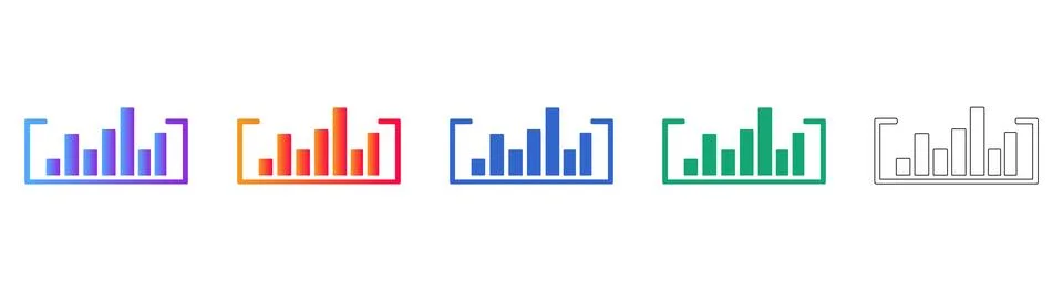 Advanced Data Visualization Icons Stock Illustration