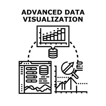 Advanced data visualization process analyzing business intelligence data Stockillustratie