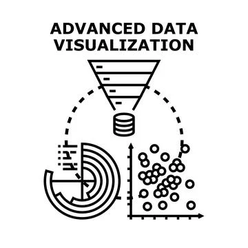 Advanced data visualization process concept outline 스톡 일러스트