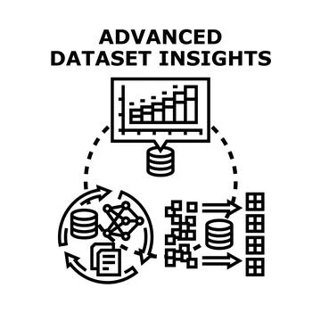 Advanced dataset insights process for data analysis Stock Illustration