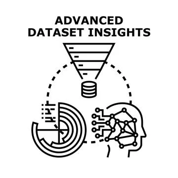 Advanced dataset insights processing big data analysis Stock Illustration