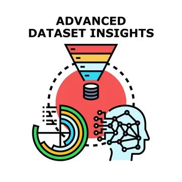 Advanced dataset insights processing big data analysis Stock Illustration