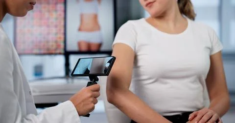 Advanced Dermatology Clinic: Utilizing Computer Technology For Melanoma Diagn Stock Photos