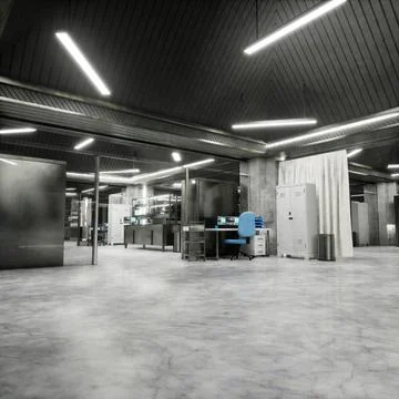 Advanced diagnostic lab with metallic equipment in sterile testing environment Stock Illustration