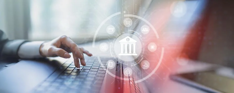 Advanced Digital Banking Technology for Secure Financial Transactions. Fotos Stock