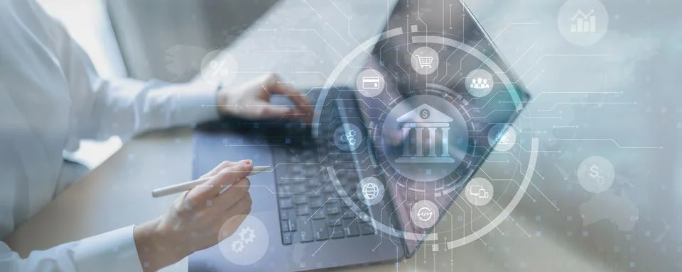Advanced Digital Banking Technology for Secure Financial Transactions. Stock Photos
