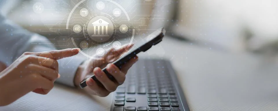Advanced Digital Banking Technology for Secure Financial Transactions. Stock Photos