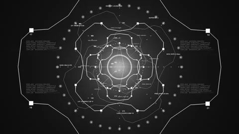 Advanced Digital intelligence HUD Interface with Data Points Stock Footage 333179045