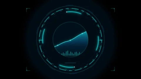 Advanced digital interface with a rising line graph and bar chart inside a .. 動画素材 335826625