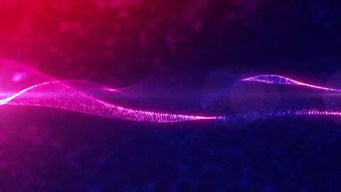 Advanced Digital Particles Wave Red and Blue, Dots, and Lines Connected Stock Footage 273282700