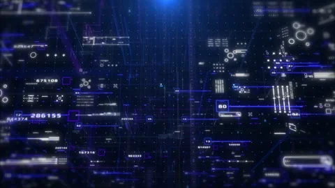 Advanced Digital Security Technology with Big Data Analytics Visualization Stock Footage 317014375