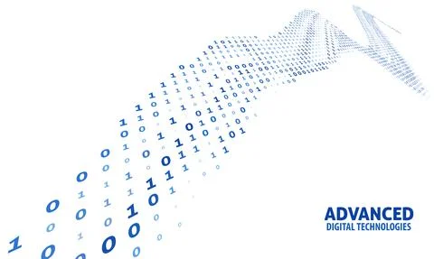 Advanced Digital Technologies template. Stream of binary code 库存插图