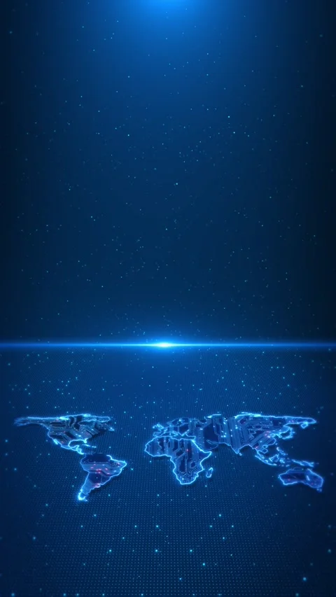 Advanced digital world map glowing circuit patterns global data connectivity, hi Stock Footage 342783978