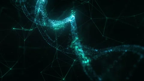 Advanced DNA Double Helix with Molecular Network Visualization Genetic Stock Footage 337557735