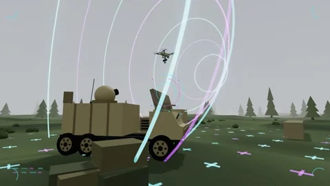 Advanced drone system demonstrates electronic warfare corridor over a c 스톡 동영상 342908787