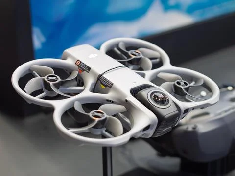 Advanced Drone Technology Showcased at Electronics Exhibition Stock Photos