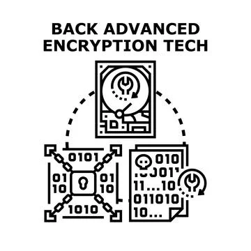 Advanced encryption technology concept securing storing recovering data Stock Illustration