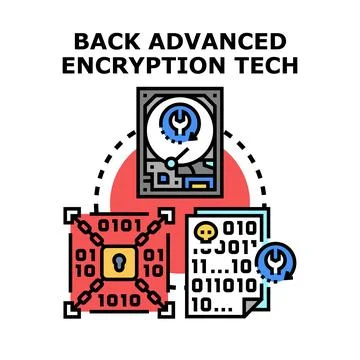 Advanced encryption technology concept securing storing recovering data Stock Illustration