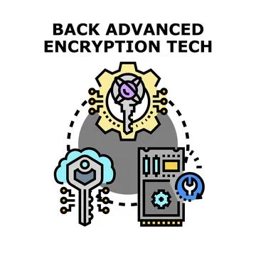Advanced encryption technology securing digital data and private information Illustrazione stock