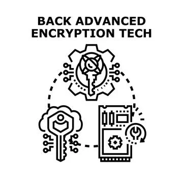 Advanced encryption technology securing digital data and private information Stockillustratie