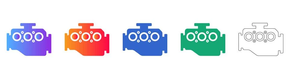Advanced Engine Block Icon Set Illustrazione stock