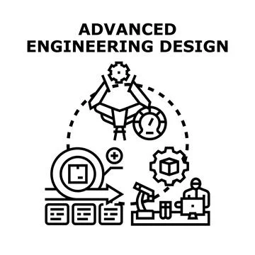 Advanced engineering design process and development concept Stock Illustration
