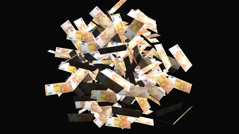 Advanced Euro Notes Explosion full ultra 4k RGB + ALPHA transparent background Stock-Footage 86326587