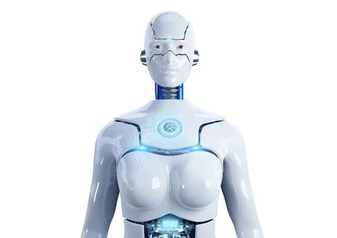 Advanced female humanoid robot with artificial intelligence Stock Illustration