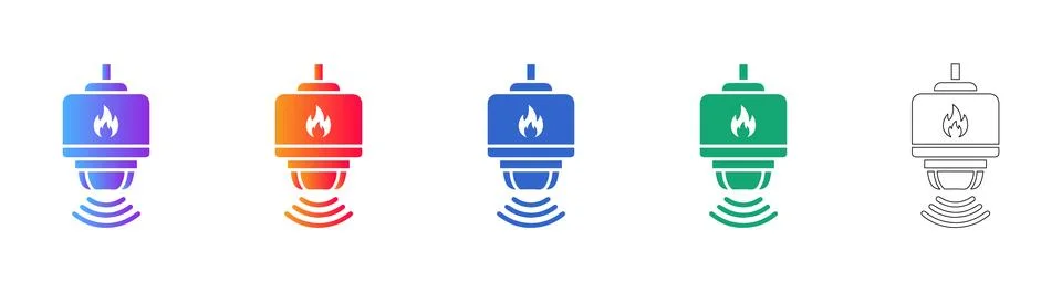 Advanced Fire Sensor Icon Set with Gradient Design Illustrazione stock