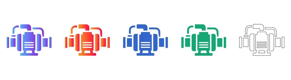 Advanced Fluid Pumping Station Icon Set Stock Illustration