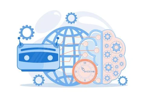 Advanced, futuristic artificial intelligence. Deep learning algorithm. Tech.. 스톡 일러스트