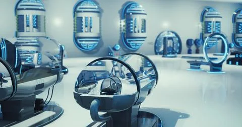 Advanced futuristic laboratory with high tech equipment and glowing features Stock Illustration