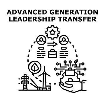 Advanced generation leadership transfer process icon Stock Illustration