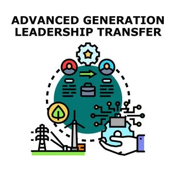 Advanced generation leadership transfer process icon Stock Illustration