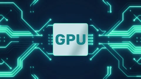 Advanced GPU Chip on Circuit Board - Futuristic Technology Animation Stock Footage 332636872