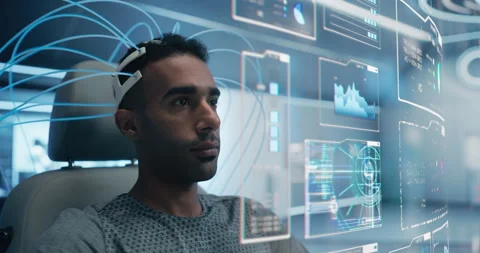 Advanced Headset Mind Control Interface Stock Footage 295825492