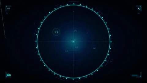 Advanced holographic radar display with targeting reticle and data readouts.. 動画素材 335826683
